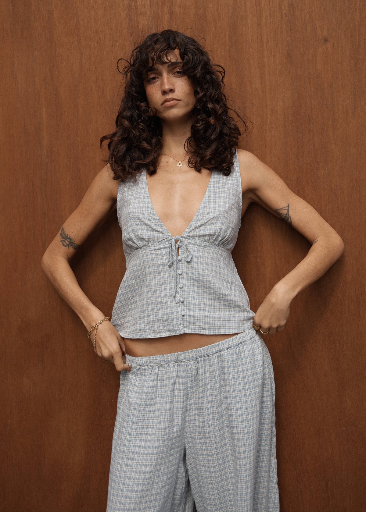 AFENDS Dahlia - Sleeveless Top - Silver Birch