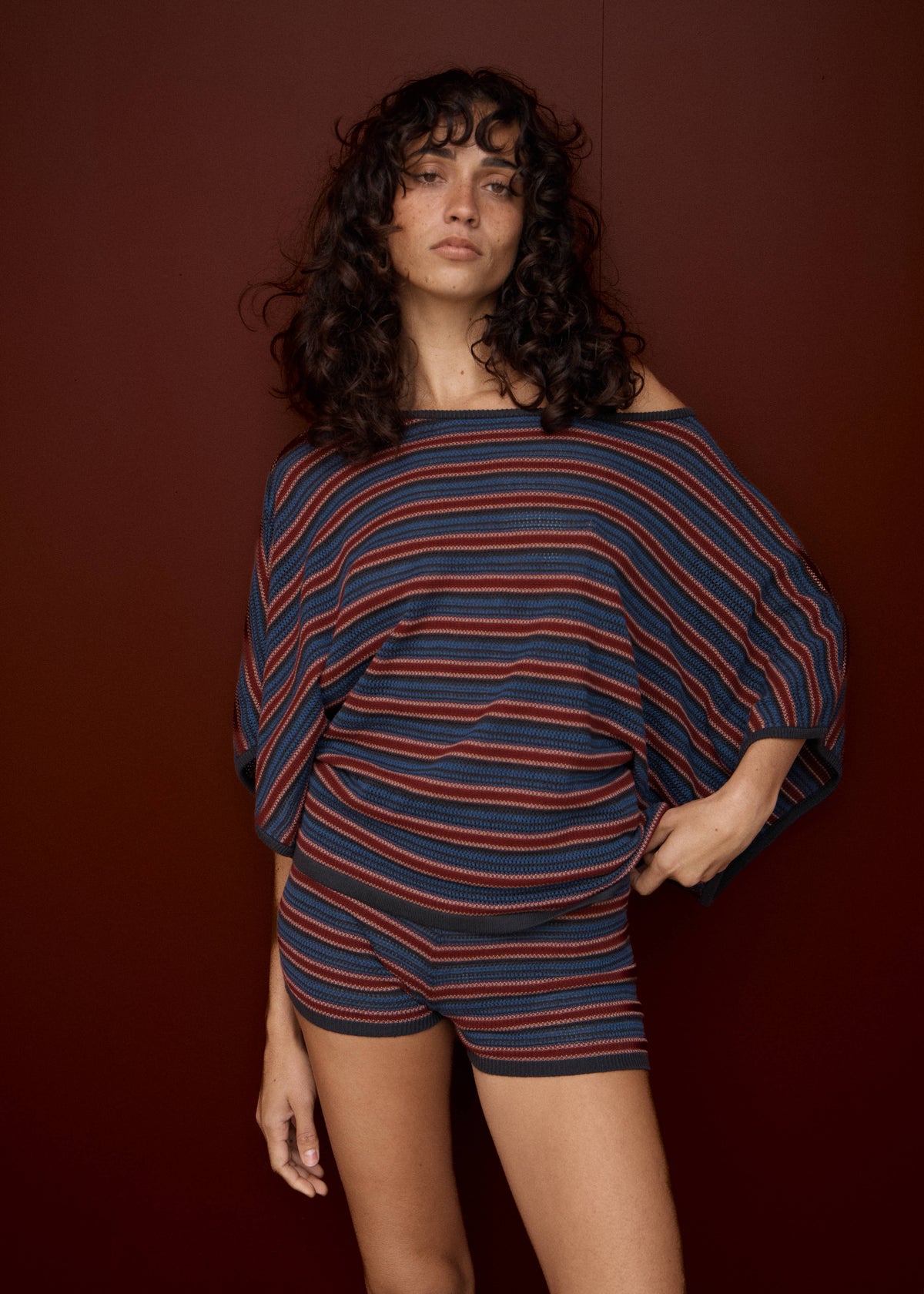 AFENDS Vance - Knit Batwing Top - Club Stripe