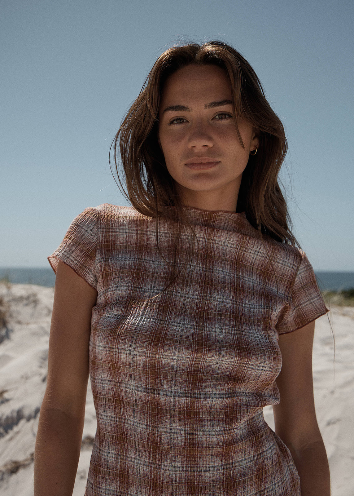 AFENDS Elodie - Seersucker Mini Dress - Desert Check