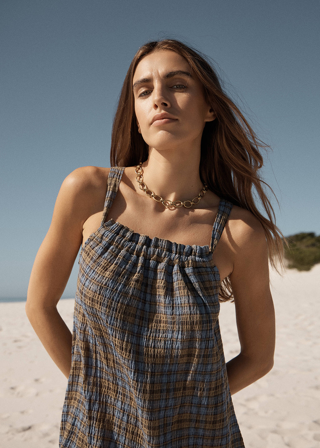 AFENDS Vania - Mini Dress - Cedar / Blue Check