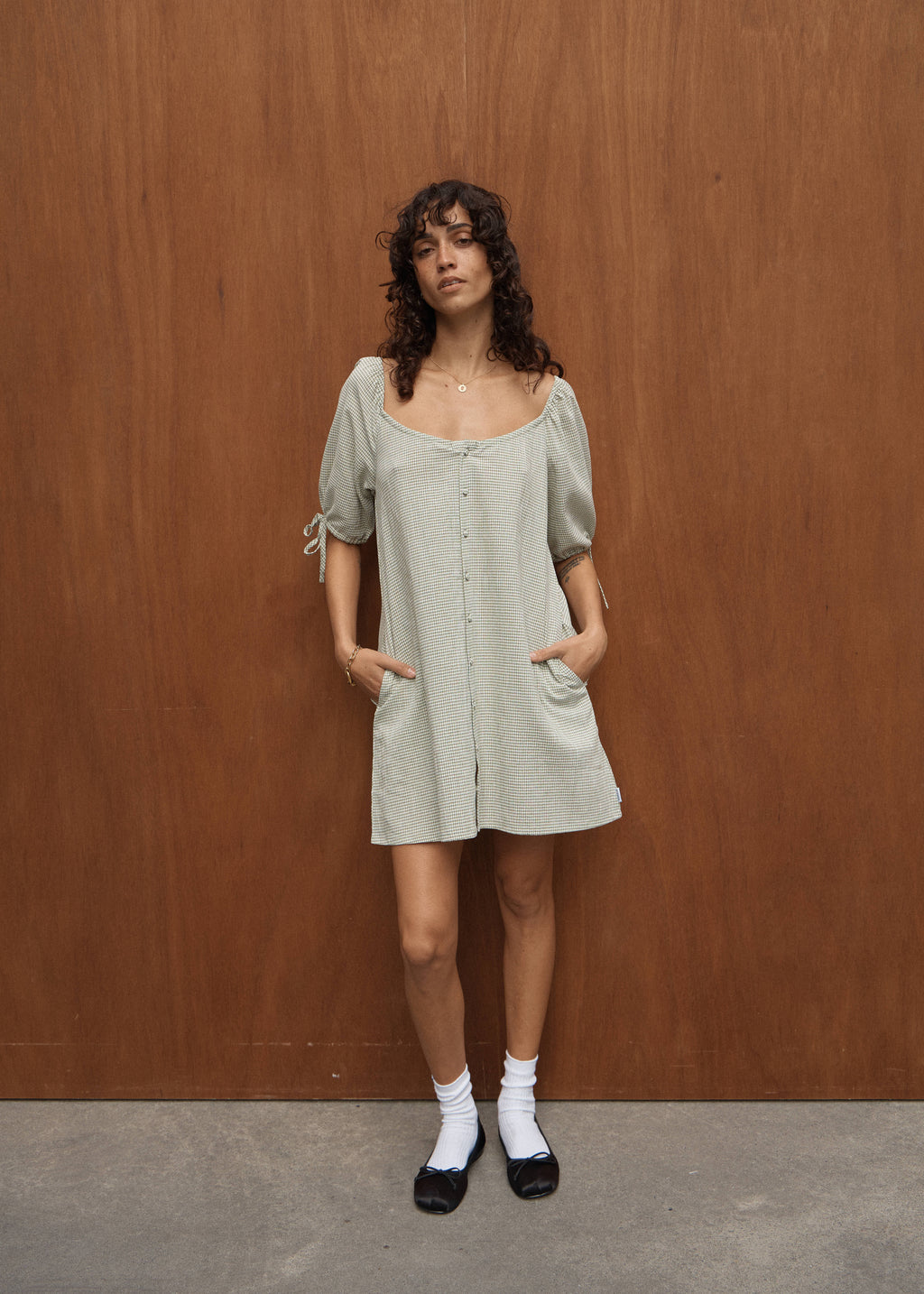 AFENDS Benni - Mini Dress - Sage Check