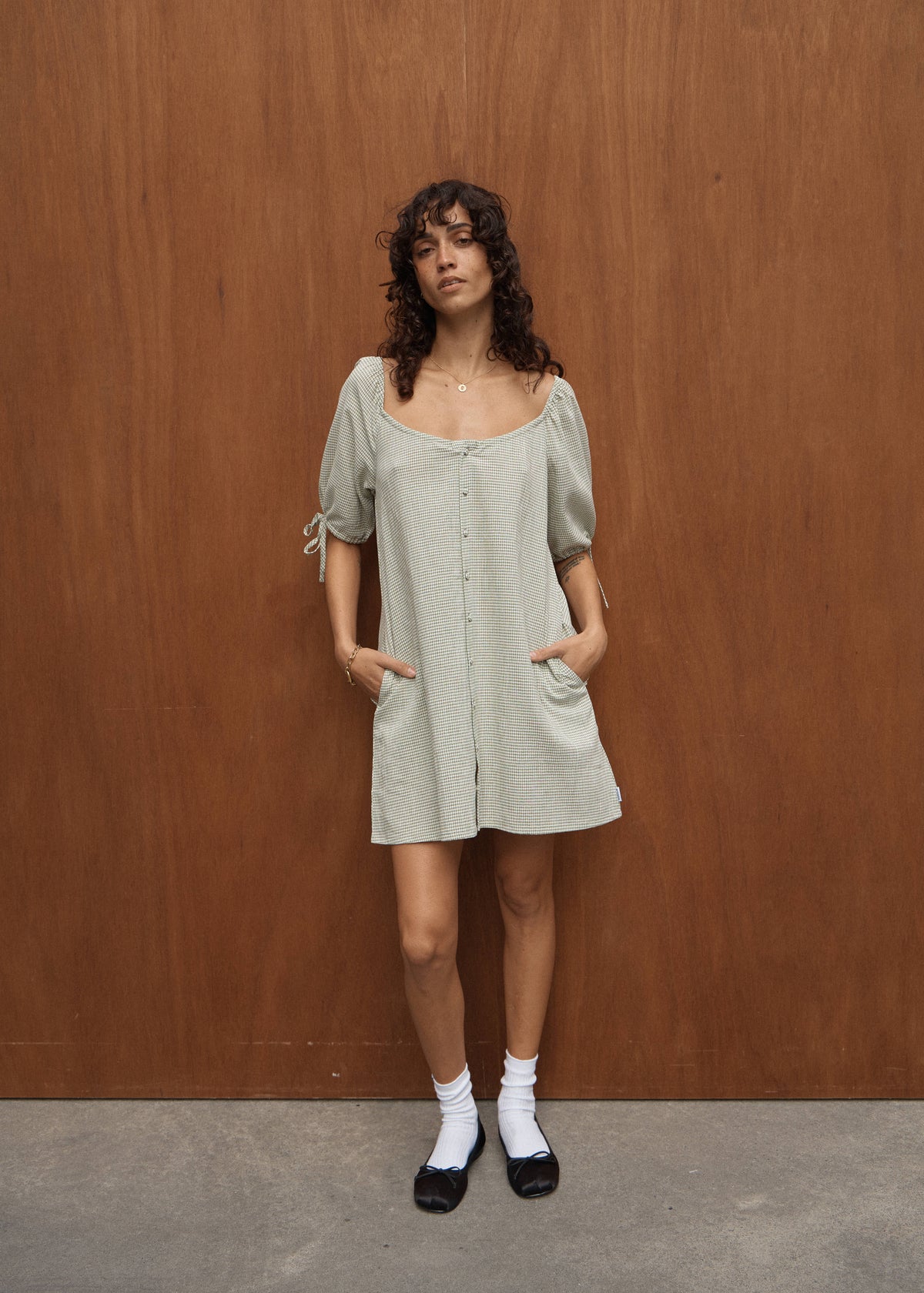 AFENDS Benni - Mini Dress - Sage Check