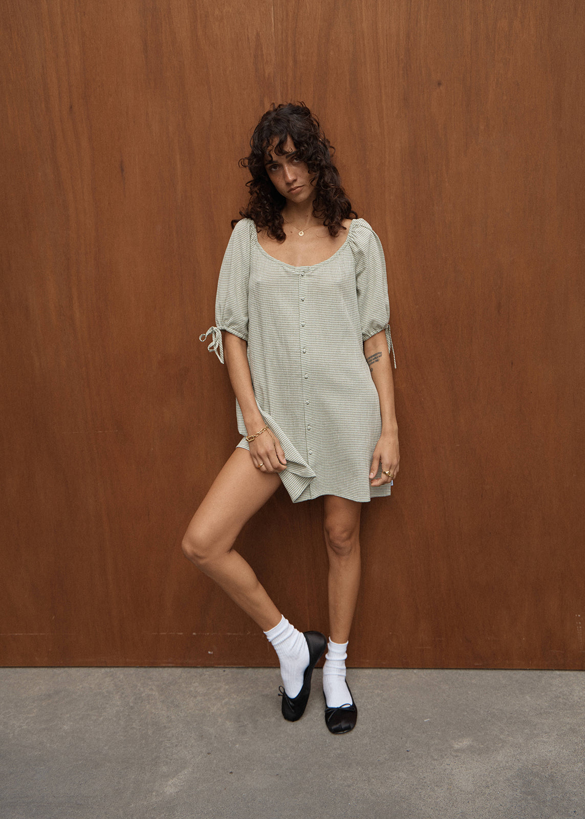 AFENDS Benni - Mini Dress - Sage Check
