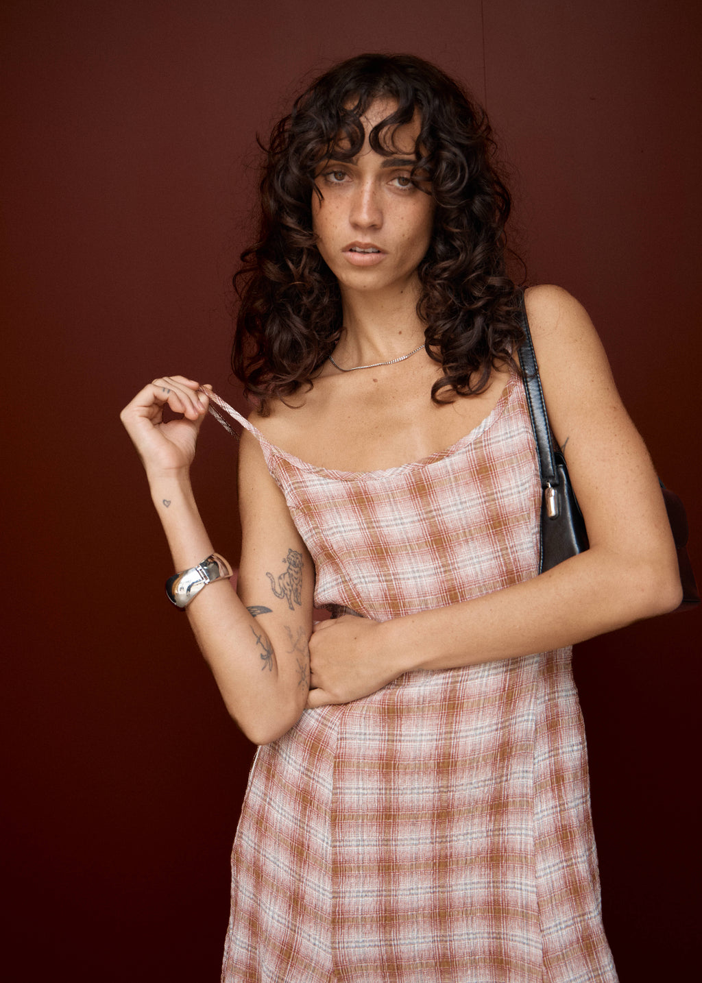 AFENDS Helena - Seersucker Maxi Dress - Desert Check