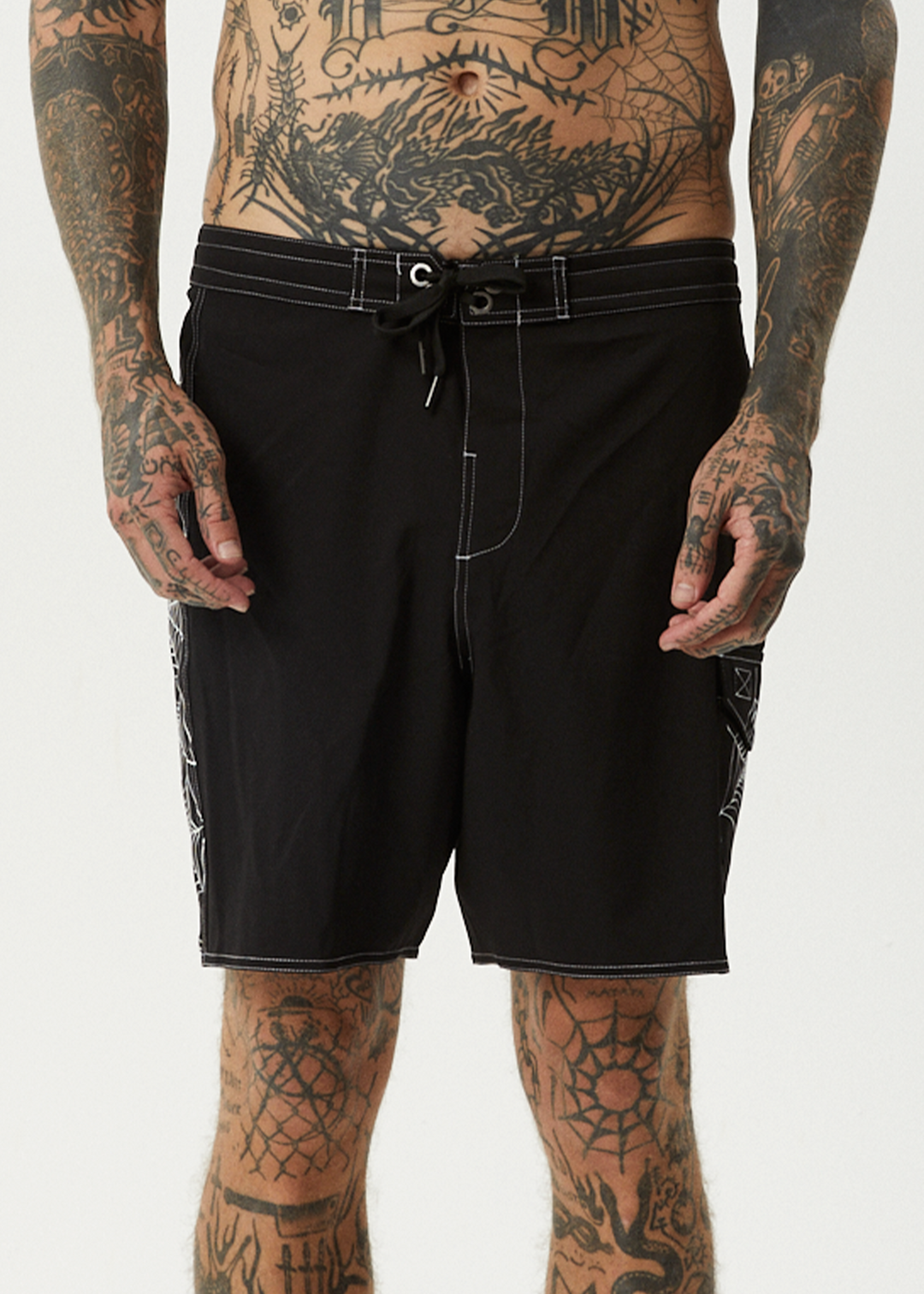 AFENDS Mens Webhead - Surf Related Boardshort 18 Inch - BLACK