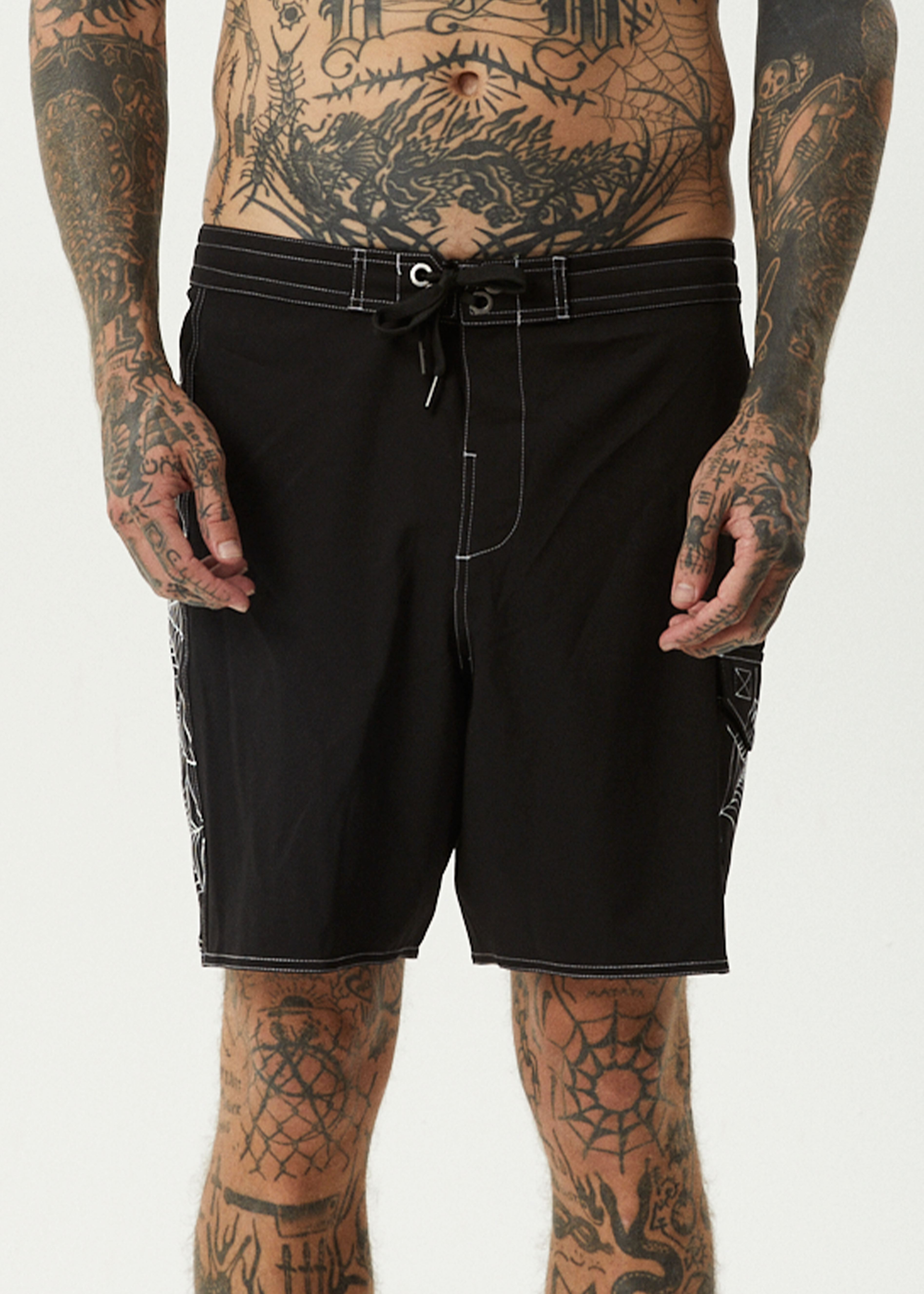 AFENDS Mens Webhead - Surf Related Boardshort 18" - Black