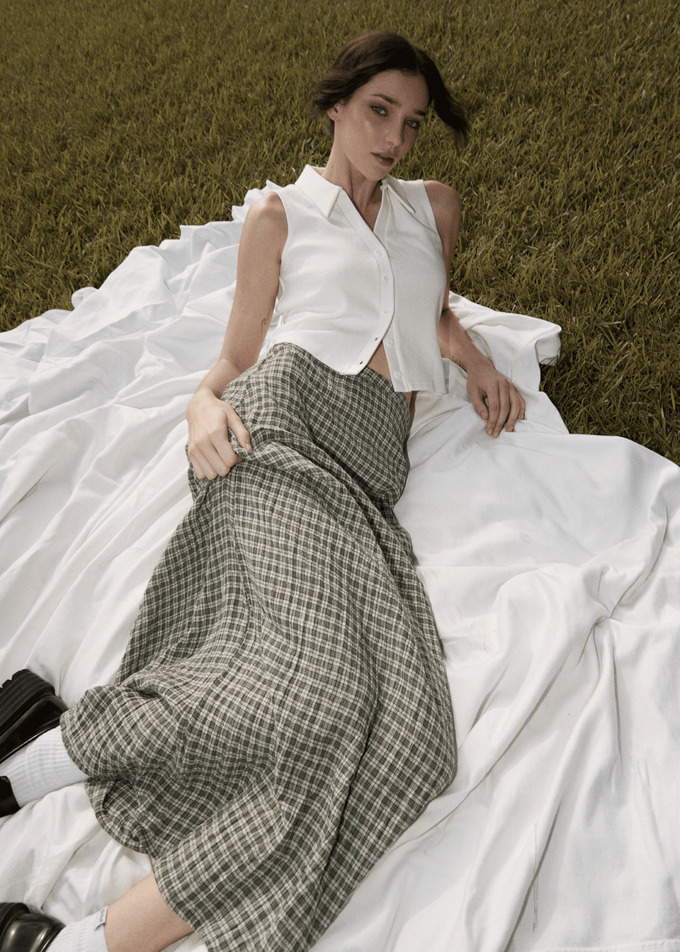 AFENDS Womens Darcy - Check Playsuit - Lemongrass Check