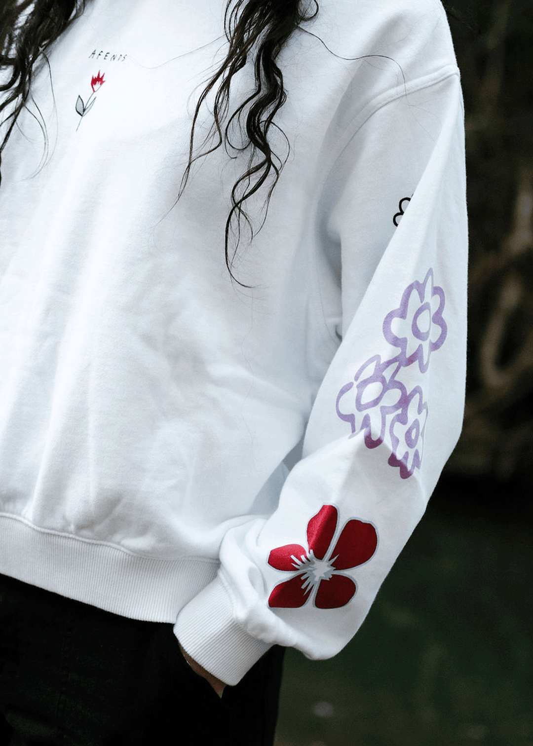 AFENDS Womens Flourish - Crew Neck - White 