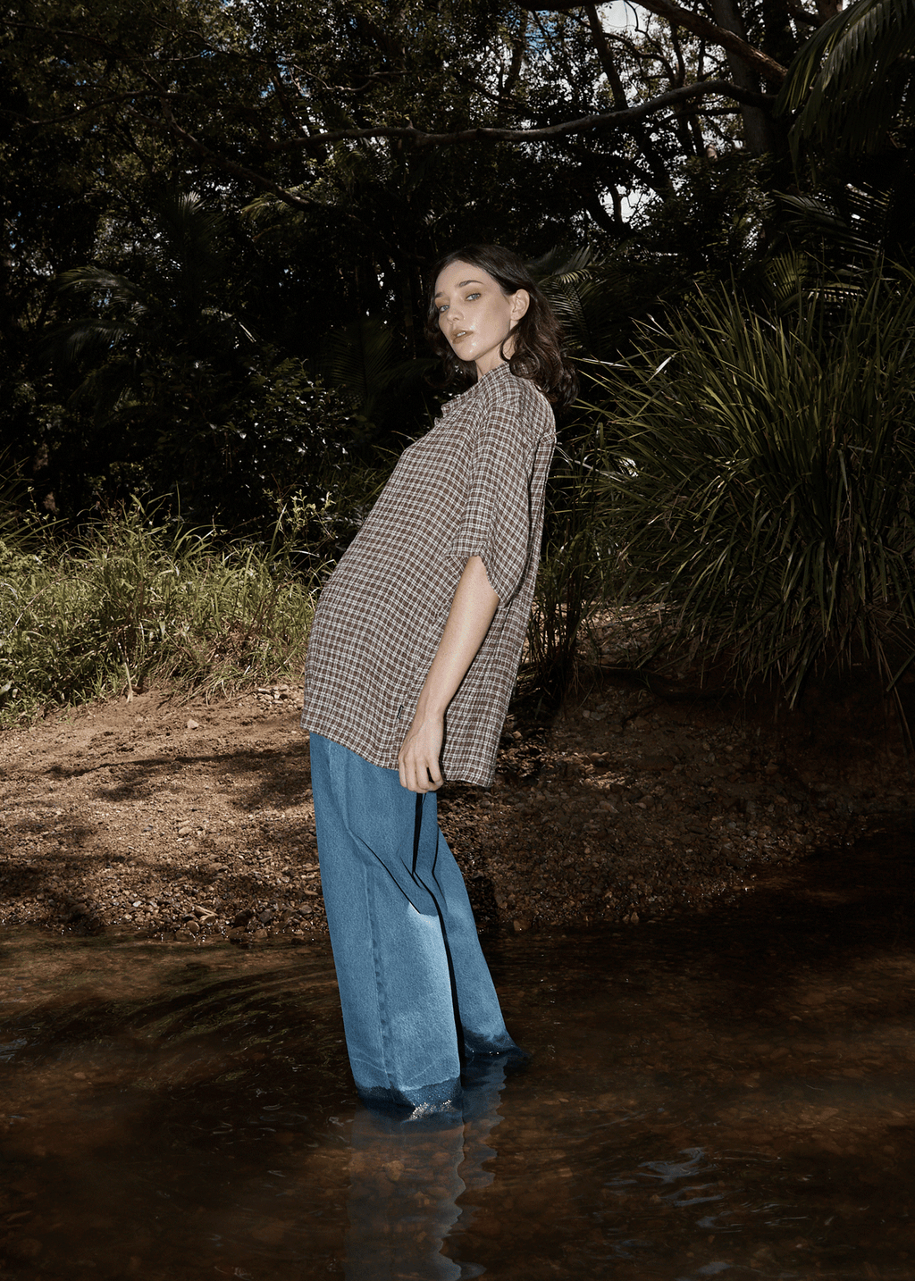 AFENDS Mens Base - Seersucker Short Sleeve Shirt - Coffee Check