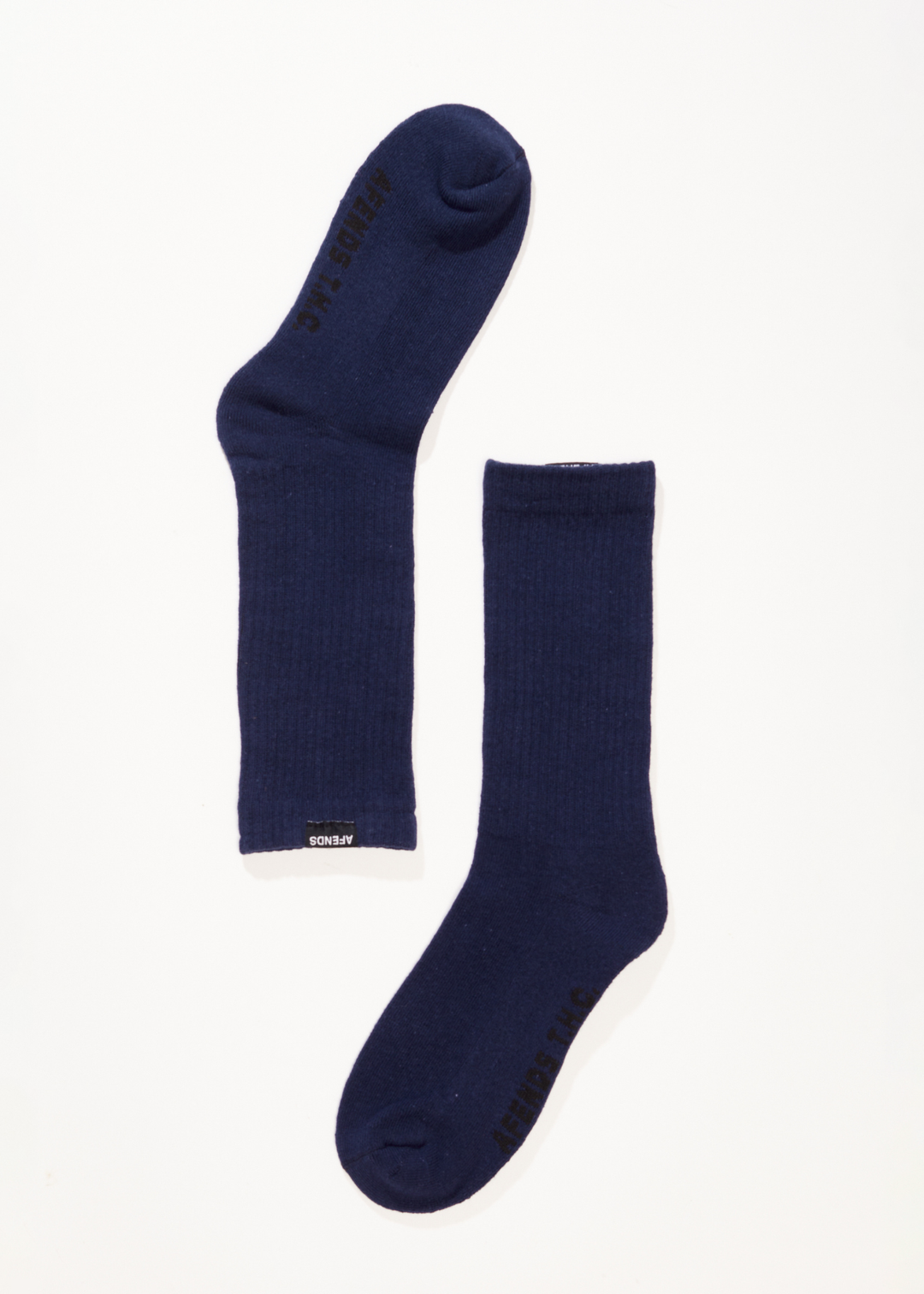 AFENDS Mens Everyday - Ribbed Crew Socks - Navy 