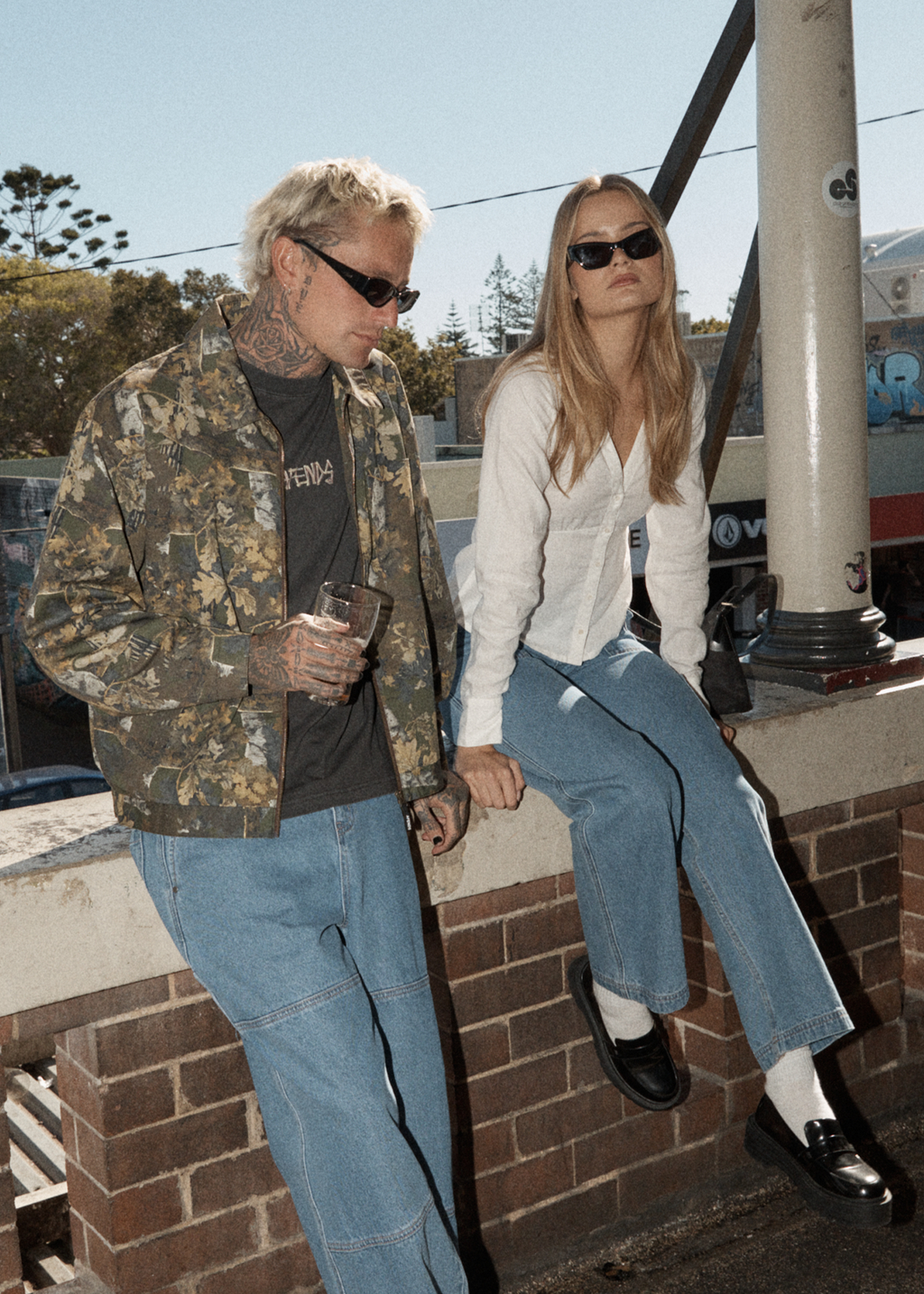 AFENDS Womens Lexi - Low Rise Workwear Jean - Worn Blue