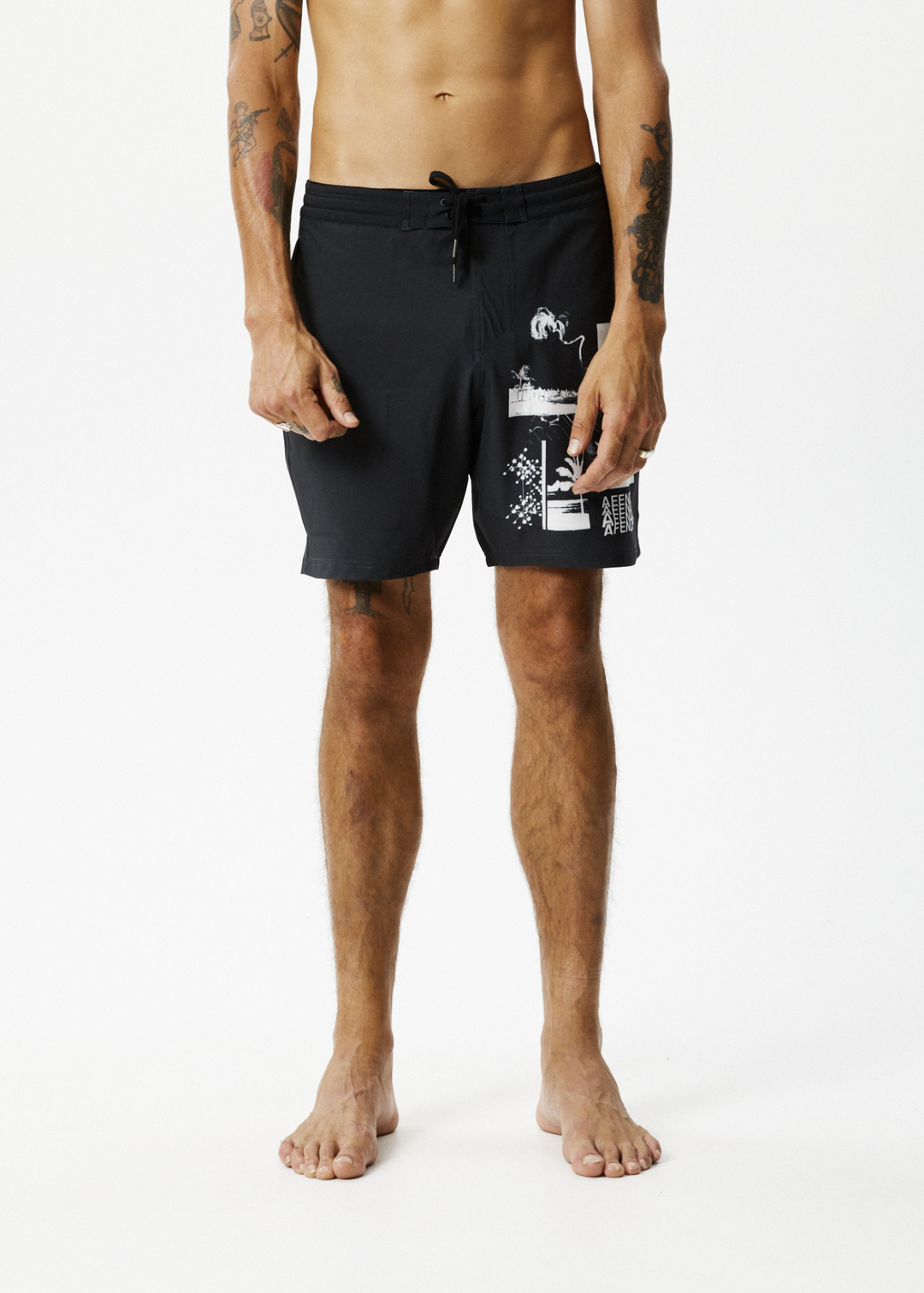 AFENDS Mens Collage - Boardshorts 18" - Charcoal 