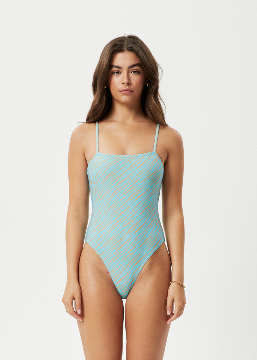 AFENDS Womens Adi - One Piece Swimsuit - Blue Stripe 