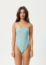 AFENDS Womens Adi - One Piece Swimsuit - Blue Stripe - Afends womens adi   one piece swimsuit   blue stripe 
