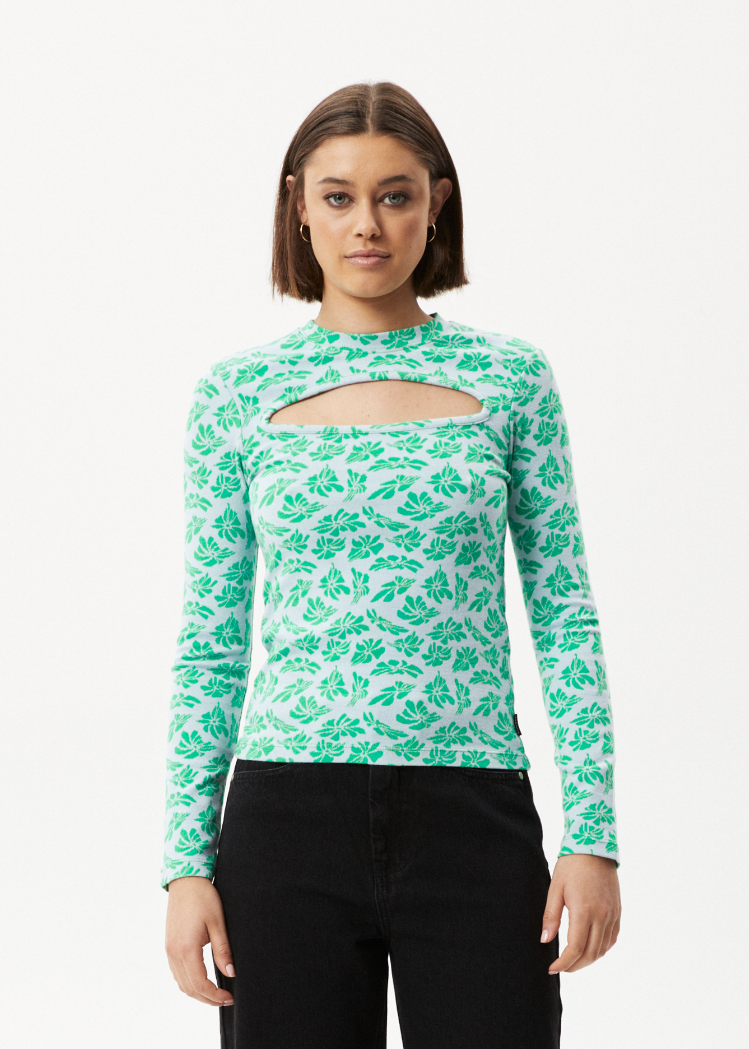 AFENDS Womens See You - Cut Out Long Sleeve Top - Powder Blue 