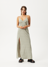 Afends Womens Willow Check - Maxi Dress - Military Check - Afends womens willow check   maxi dress   military check 