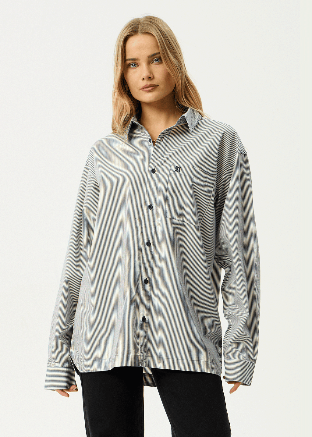 AFENDS Mens Bats - Oversized Striped Long Sleeve Shirt - Fuel