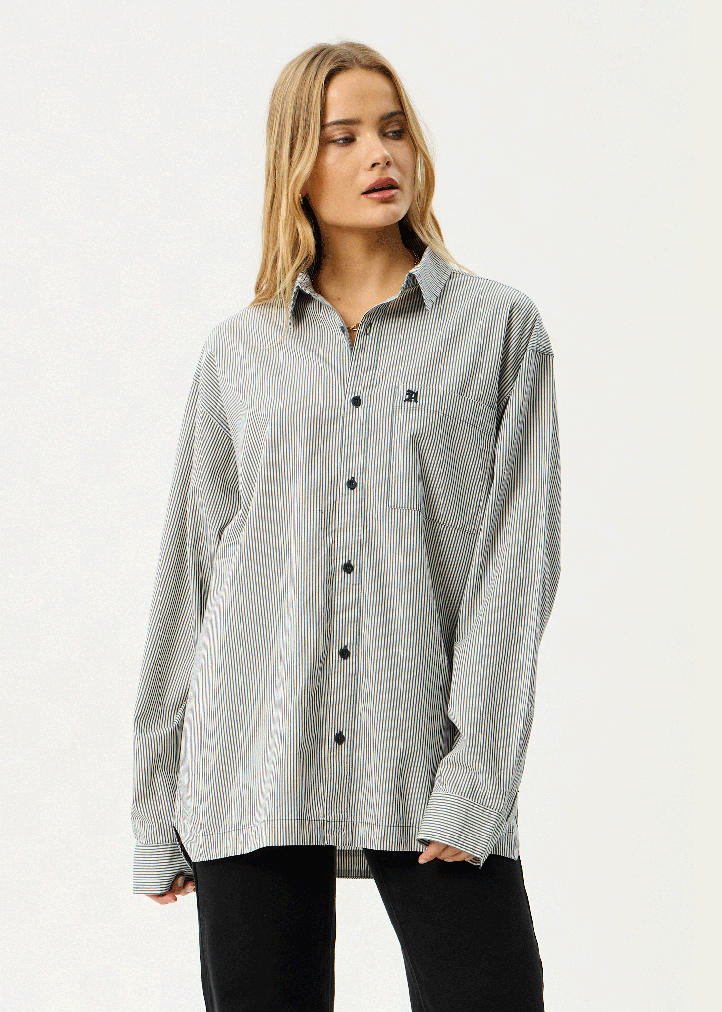 AFENDS Mens Bats - Oversized Striped Long Sleeve Shirt - Fuel