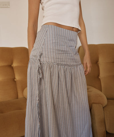 AFENDS Womens Nadia - Maxi Skirt - Coffee / Blue Stripe