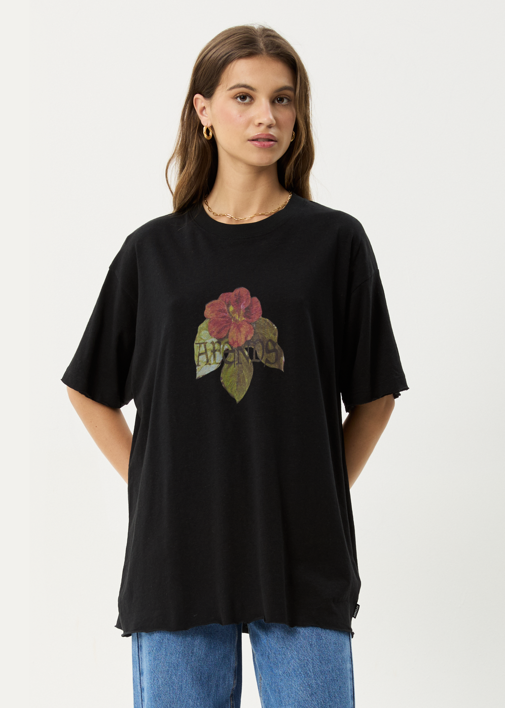AFENDS Womens Wildflower - Oversized Tee - Black