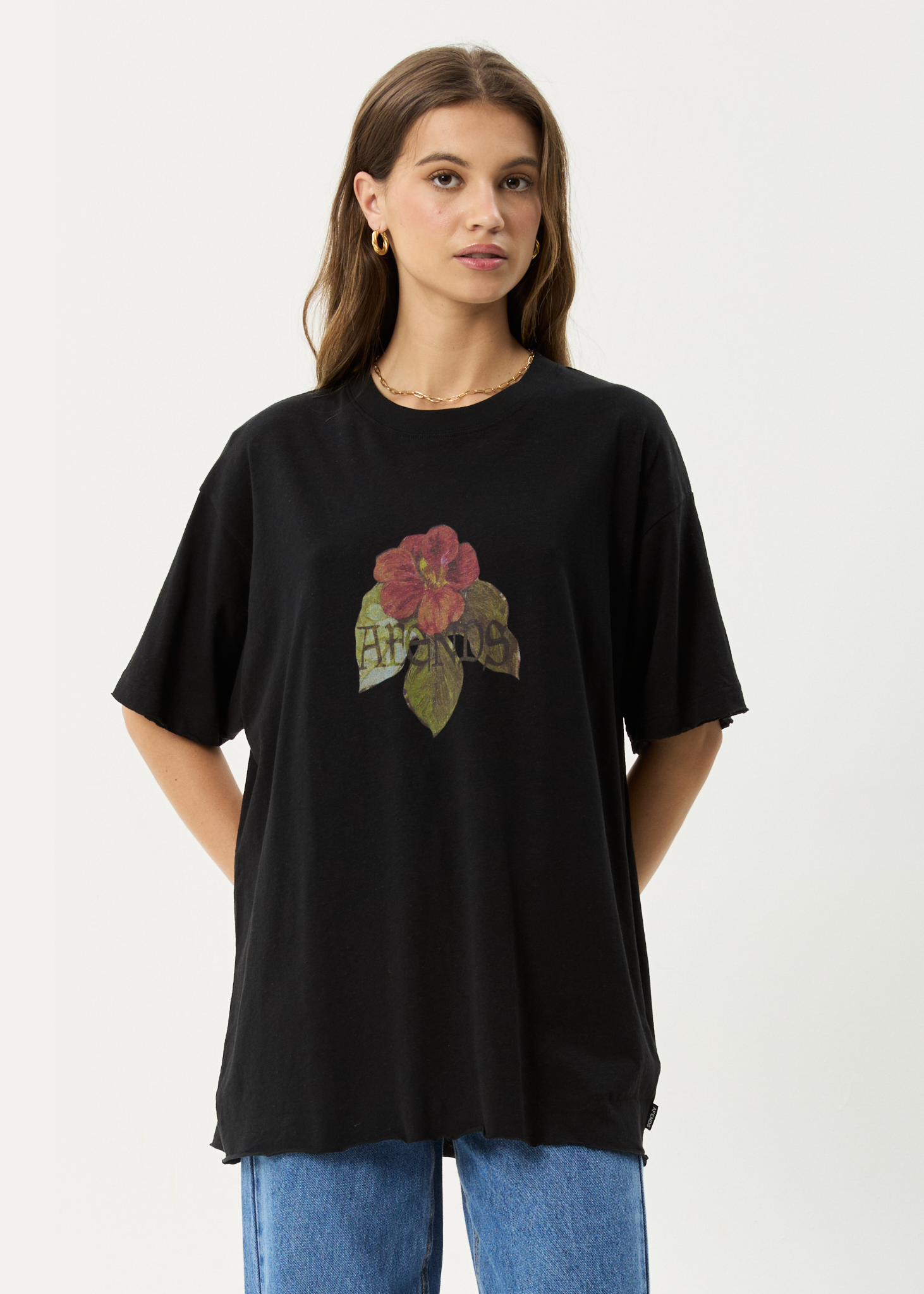 AFENDS Womens Wildflower - Oversized Tee - Black