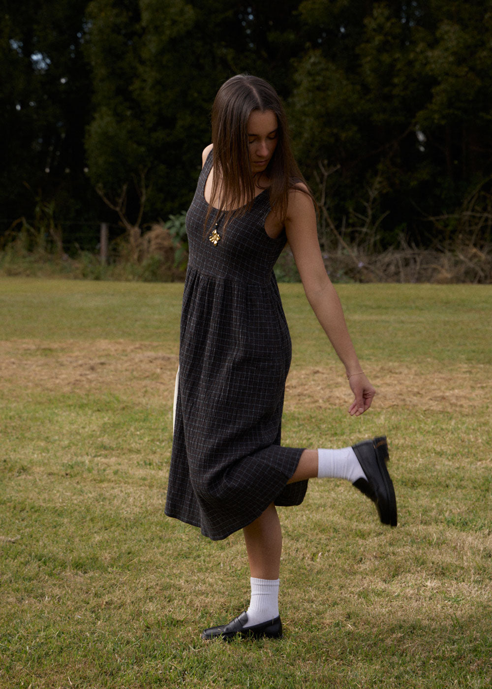 AFENDS Womens Dusk - Seersucker Check Midi Dress