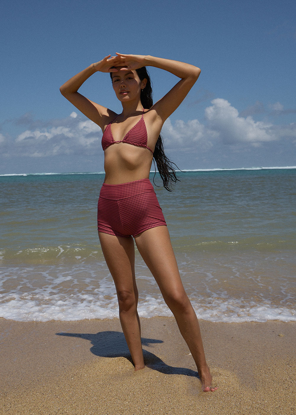 AFENDS Womens Indy - Swim Short - Rose Check