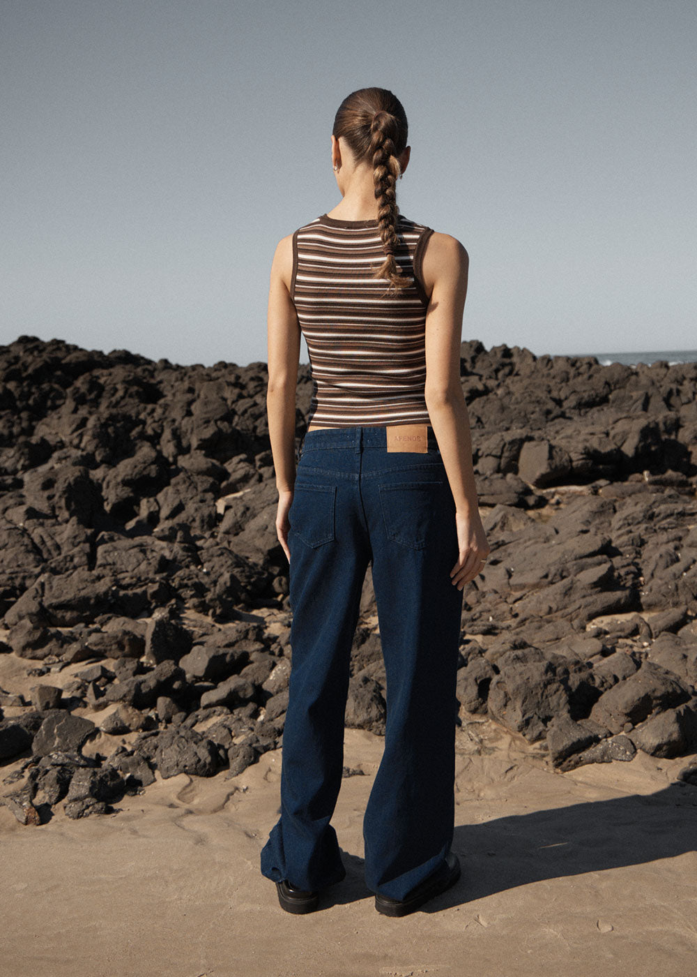 AFENDS Womens Alyra - Low Rise Wide Leg Jean - Ink