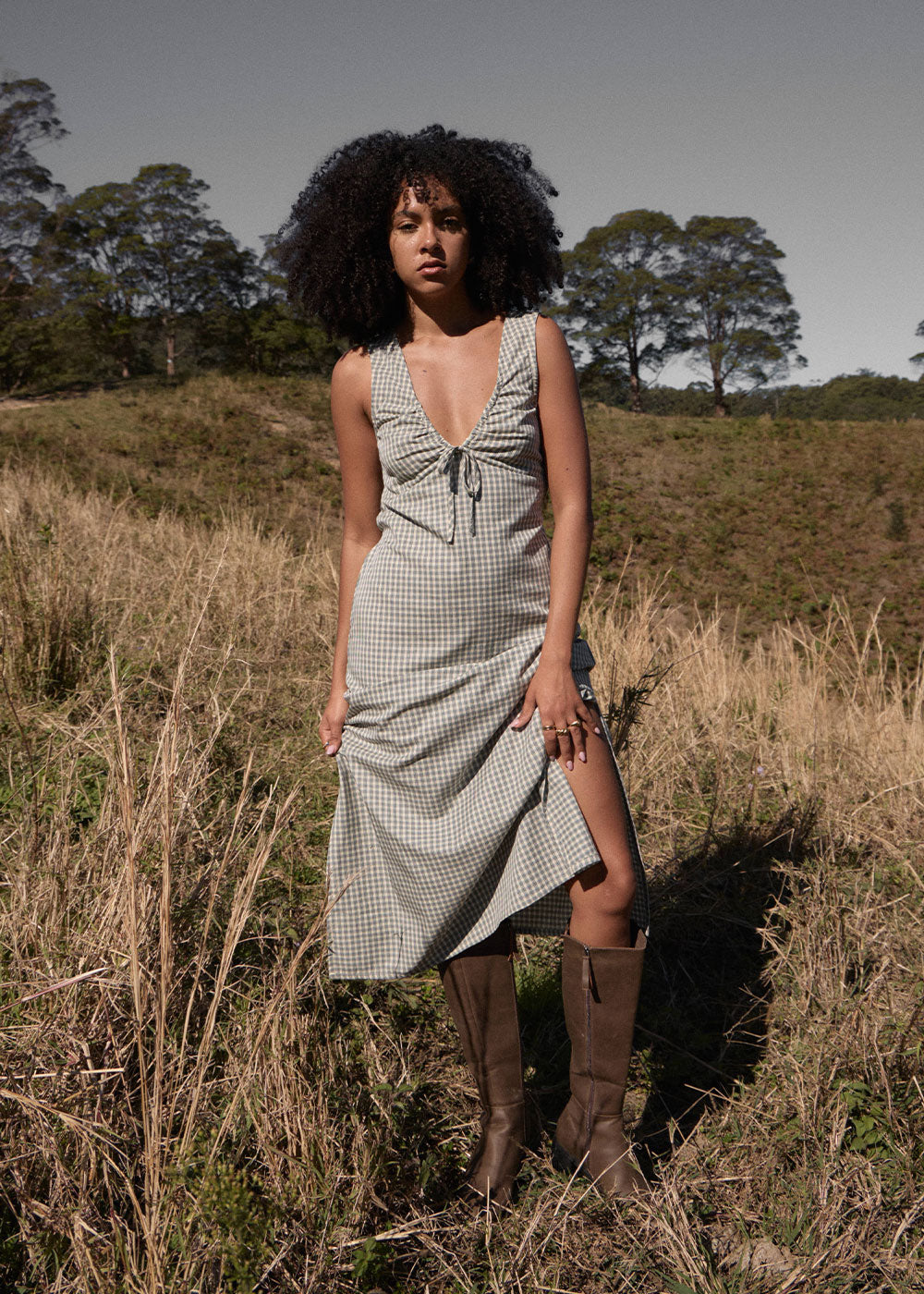 AFENDS Womens Izzy - Maxi Dress - Vice Alpine Check