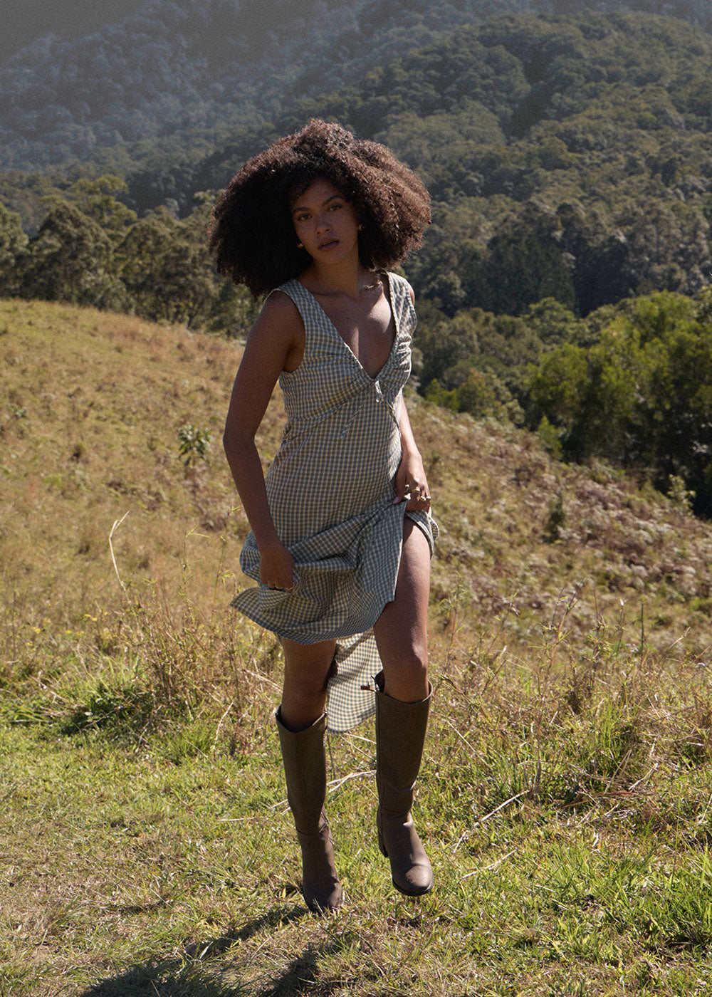 AFENDS Womens Izzy - Maxi Dress - Vice Alpine Check