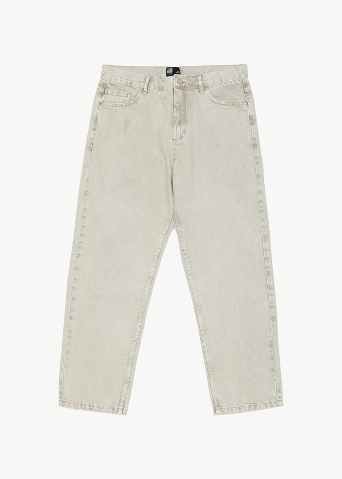 Afends Mens Ninety Twos - Organic Denim Relaxed Jeans - Faded Cement 