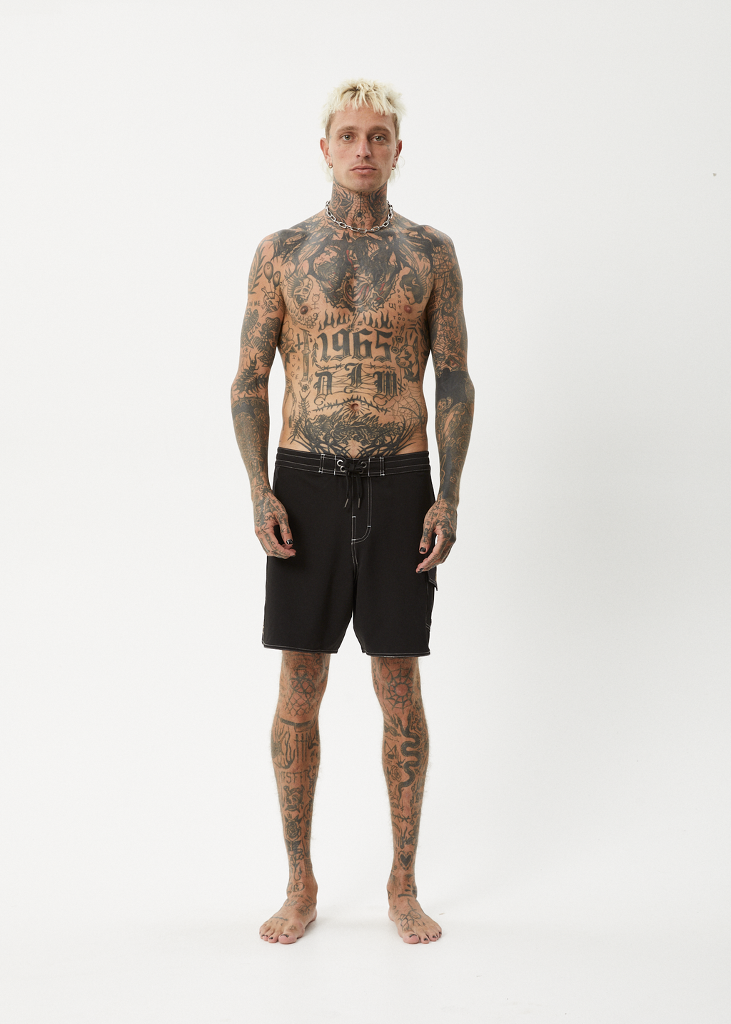 AFENDS Mens Crashed Out - Surf Related Boardshort 18" - Black