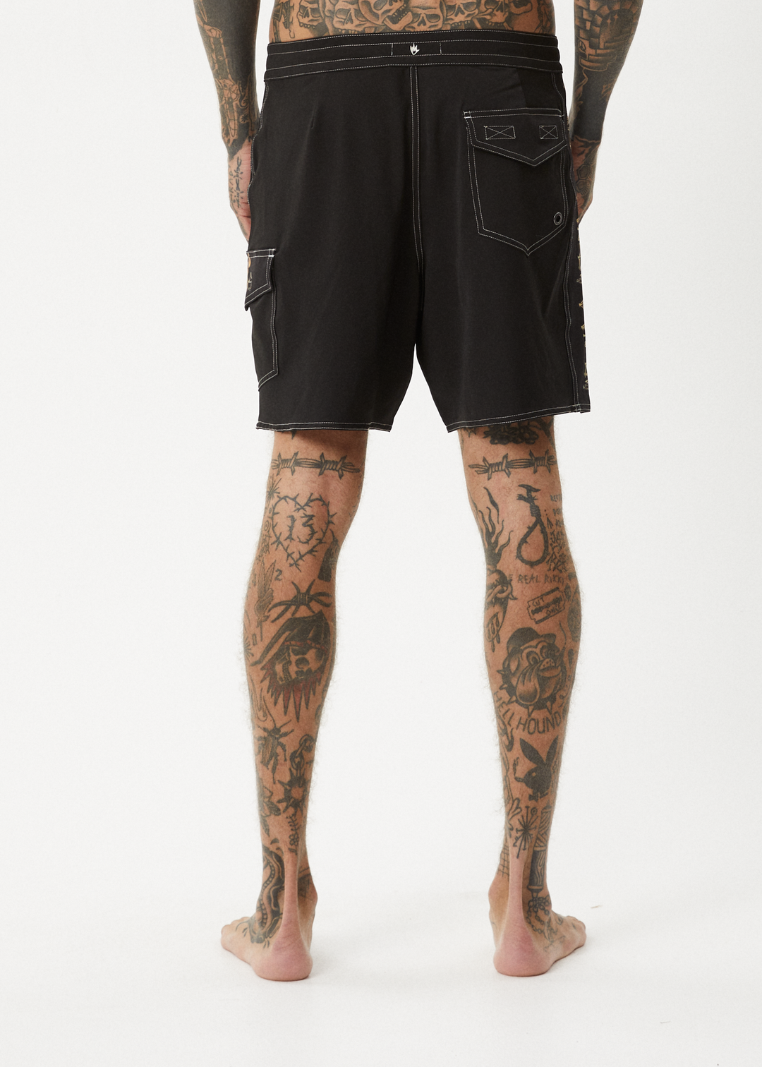 AFENDS Mens Crashed Out - Surf Related Boardshorts 18 Inch - Black 