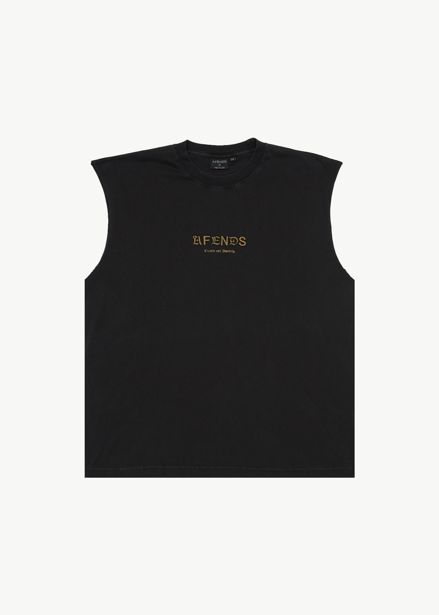AFENDS Mens Mix Up - Sleeveless Tee - Stone Black