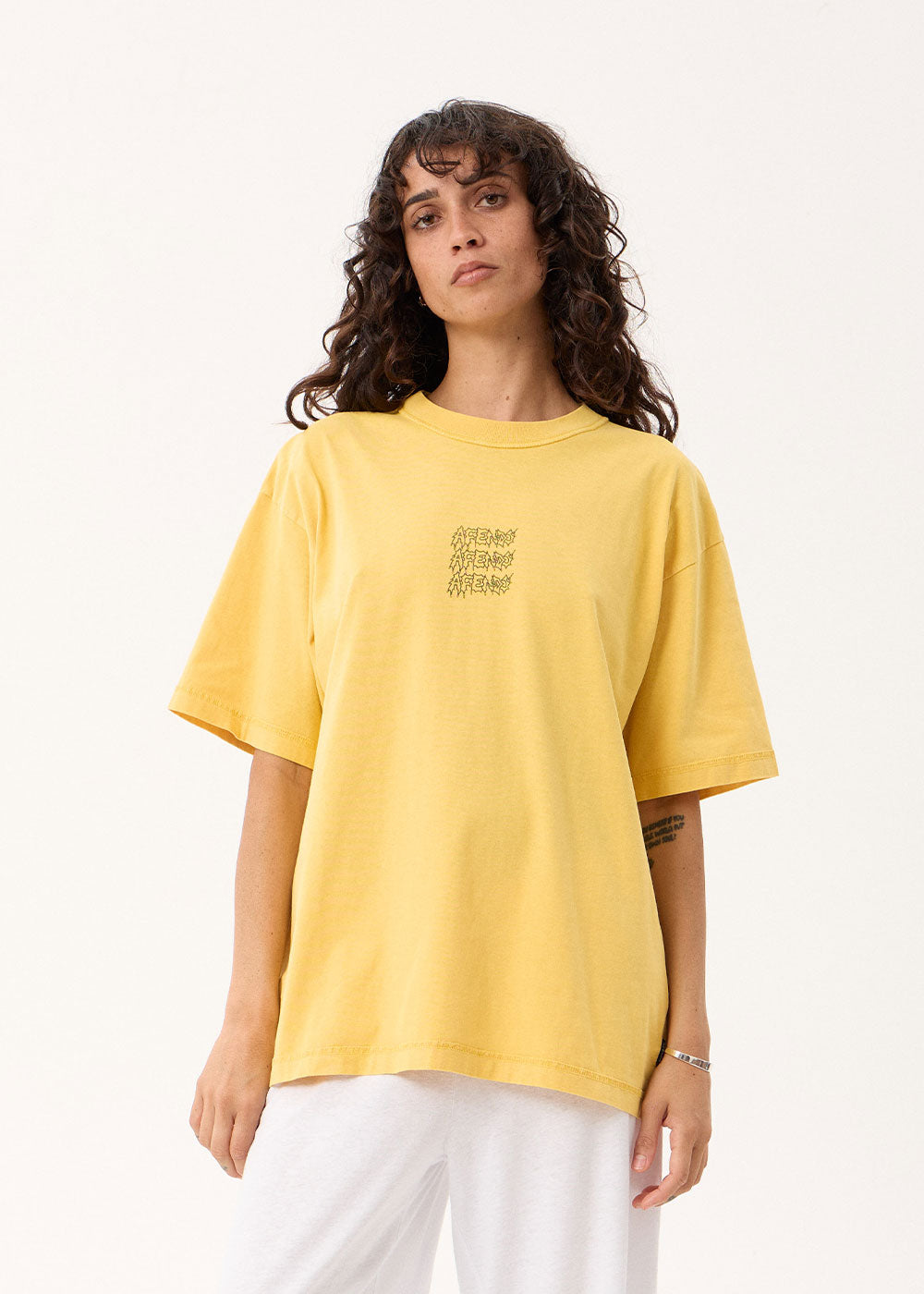AFENDS Repetition - Boxy Tee - Vintage Mango