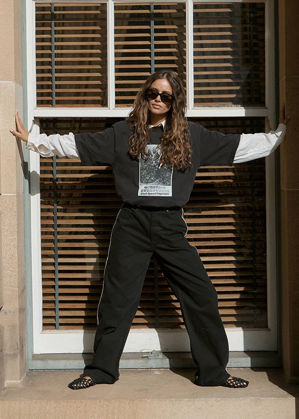 AFENDS Mens Research - Heavyweight Boxy Tee - Stone Black