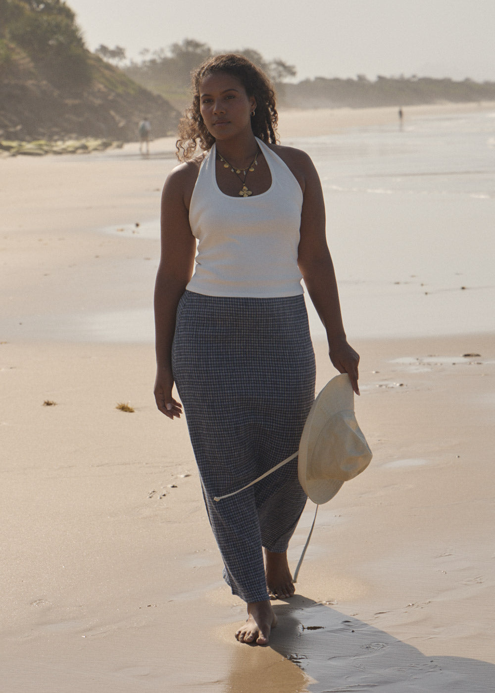 AFENDS Womens Shipwreck - Seersucker Maxi Skirt - Marlin