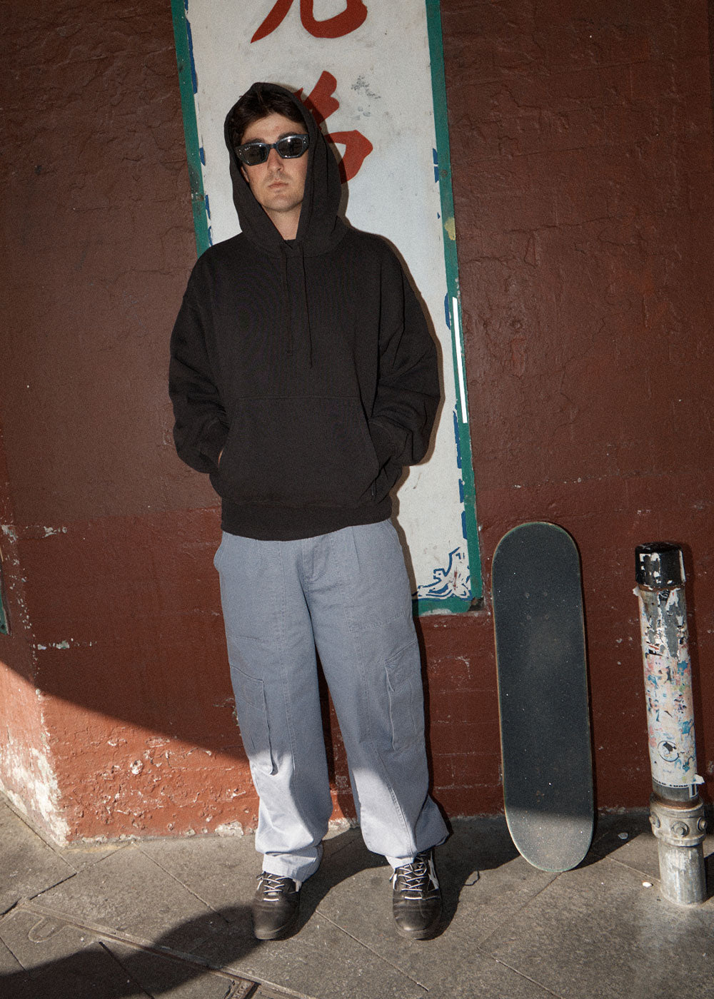 AFENDS Mens Summit - Pleated Cargo Pant - Washed Slate Blue