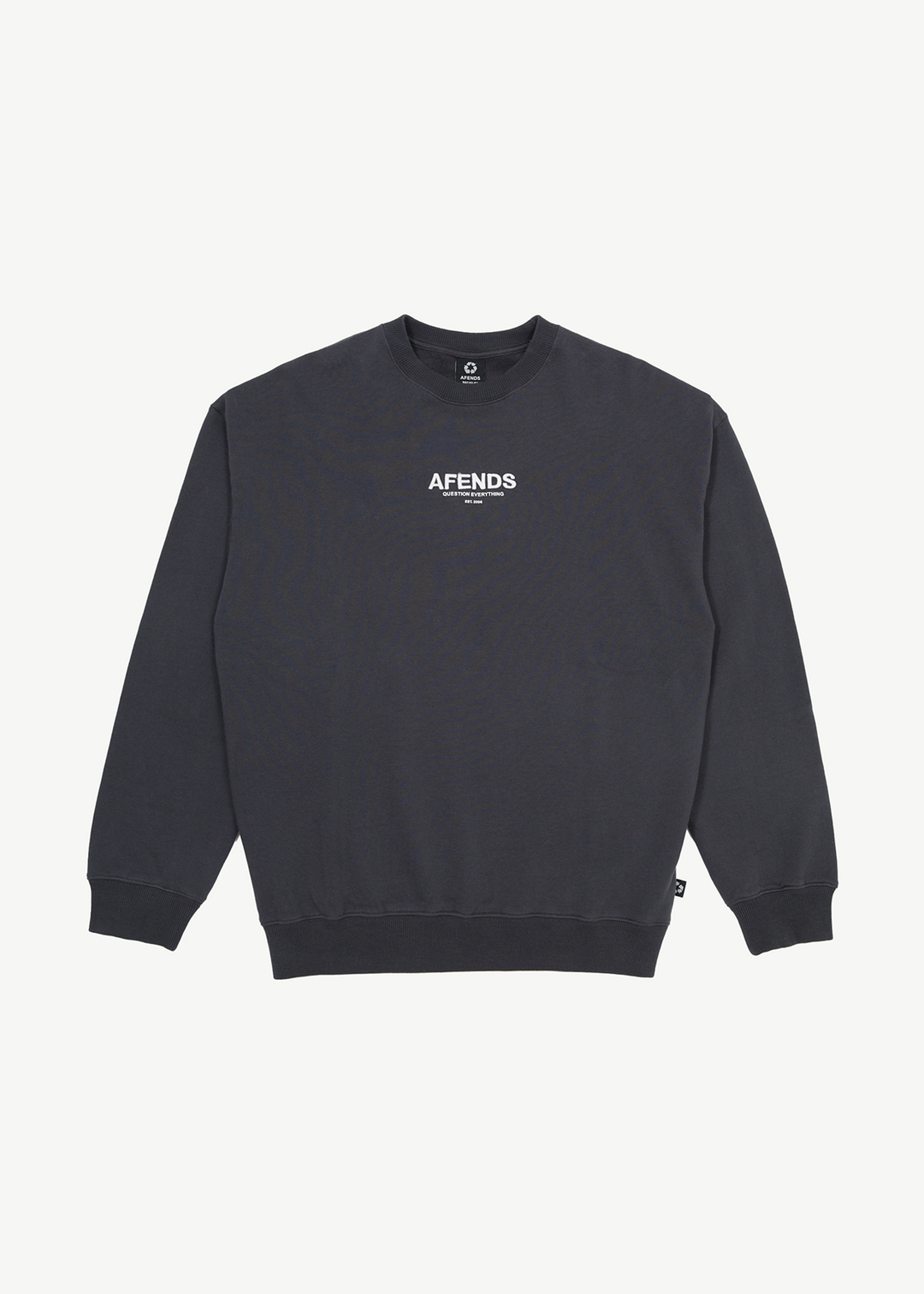 AFENDS Mens Vinyl - Crew Neck Jumper - Charcoal 