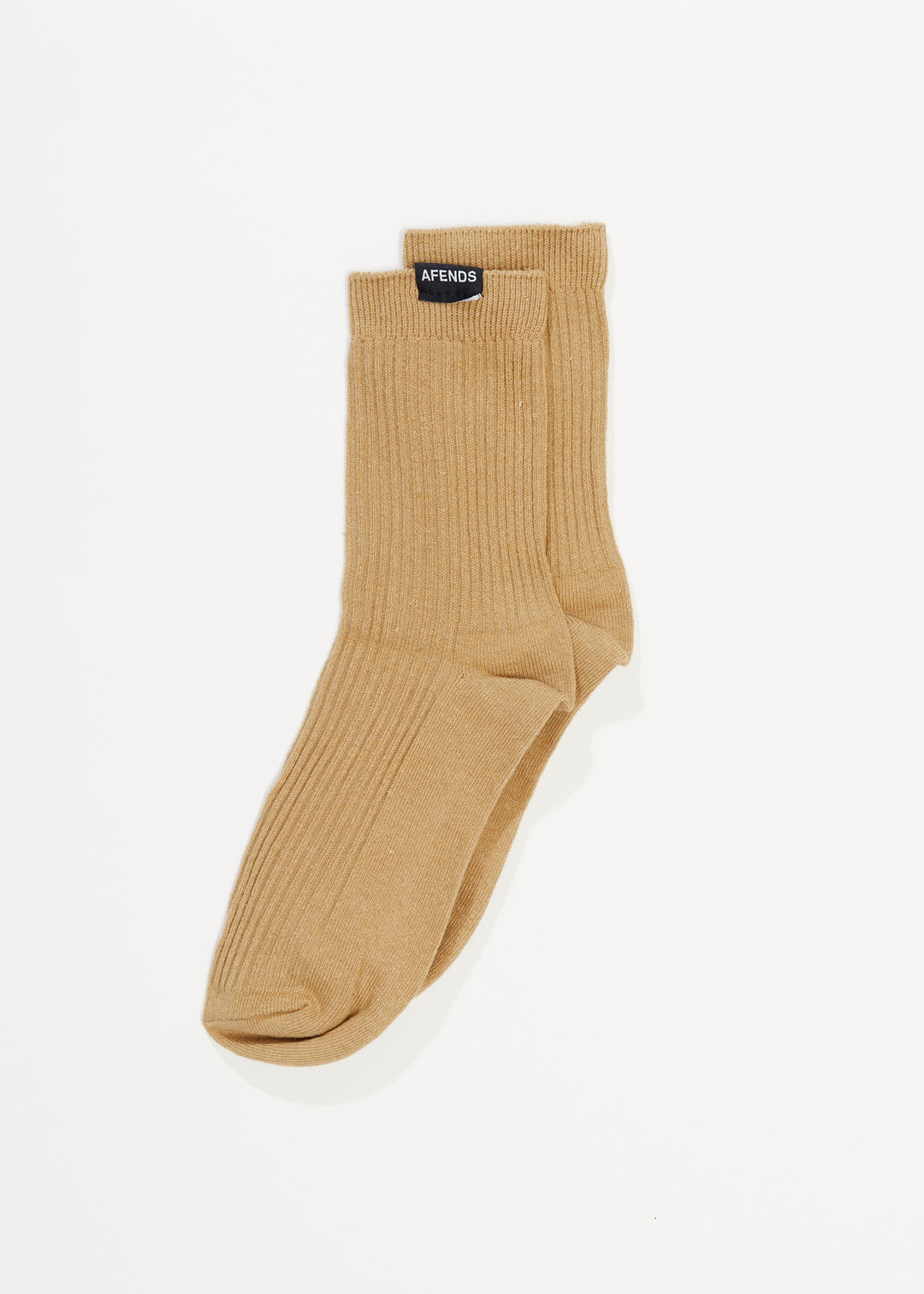 AFENDS Unisex The Essential - Ribbed Crew Socks - Tan 