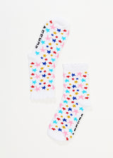 Afends Unisex Josie - Recycled Crew Socks - White - Afends unisex josie   recycled crew socks   white 