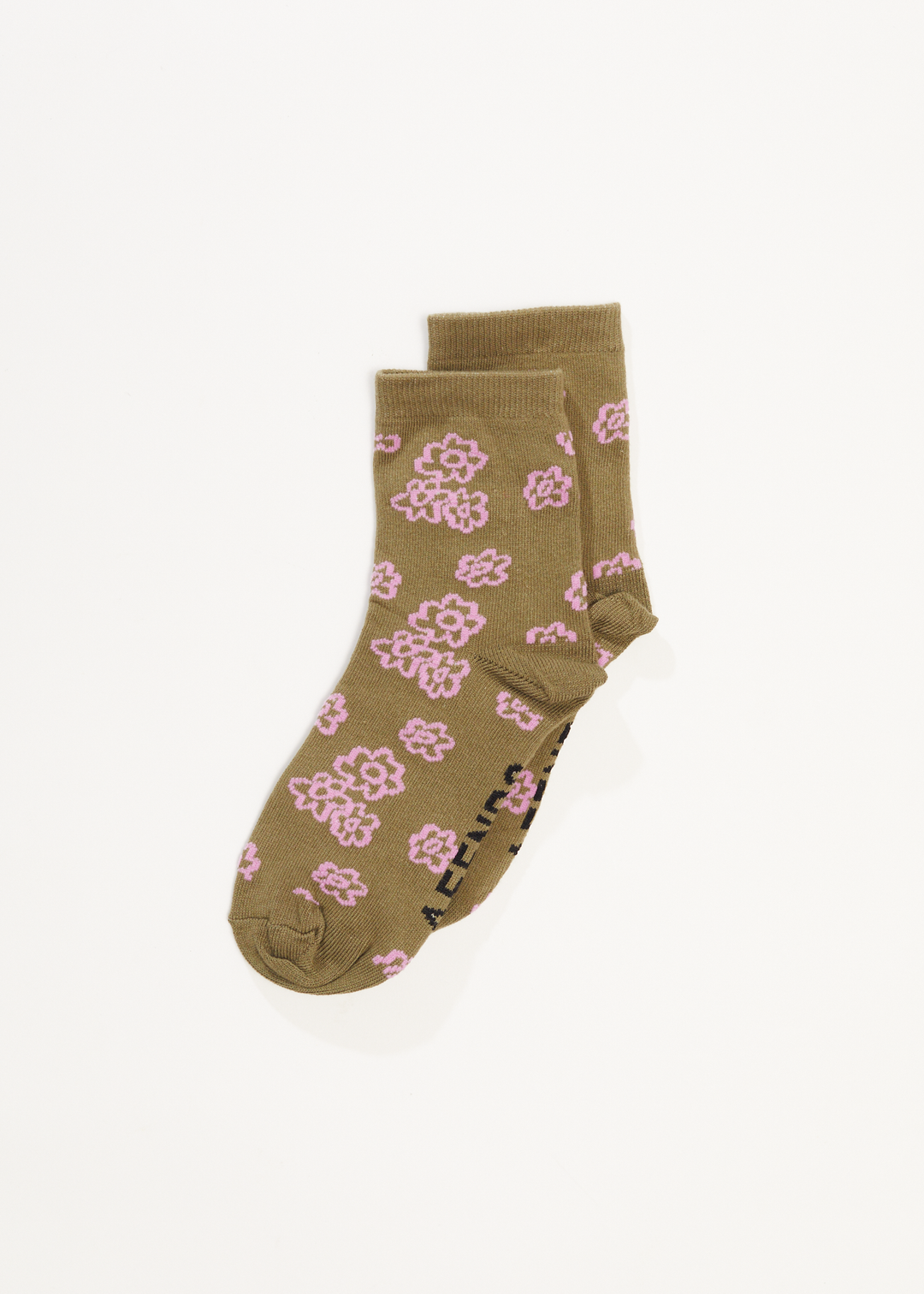 AFENDS Unisex Clara - Crew Socks - Olive 