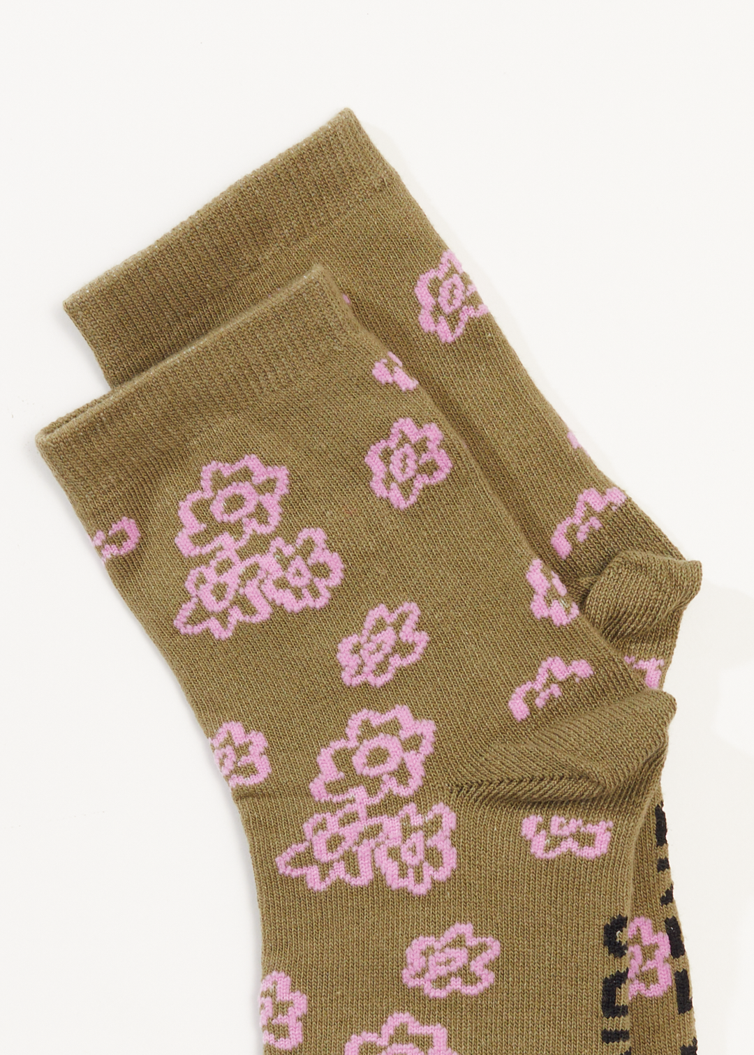 AFENDS Unisex Clara - Crew Socks - Olive 