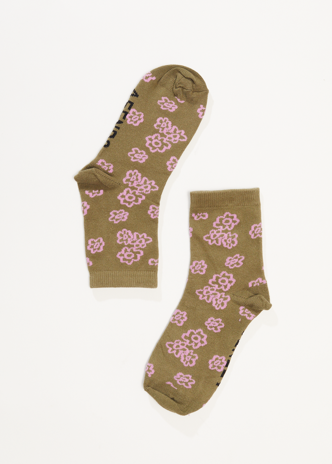 AFENDS Unisex Clara - Crew Socks - Olive A232680-OLV-OS