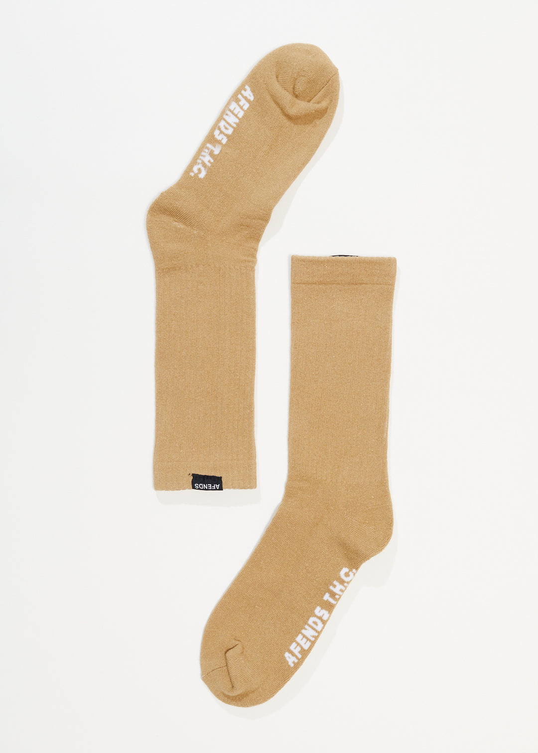 AFENDS Unisex Everyday - Ribbed Crew Socks - Tan 