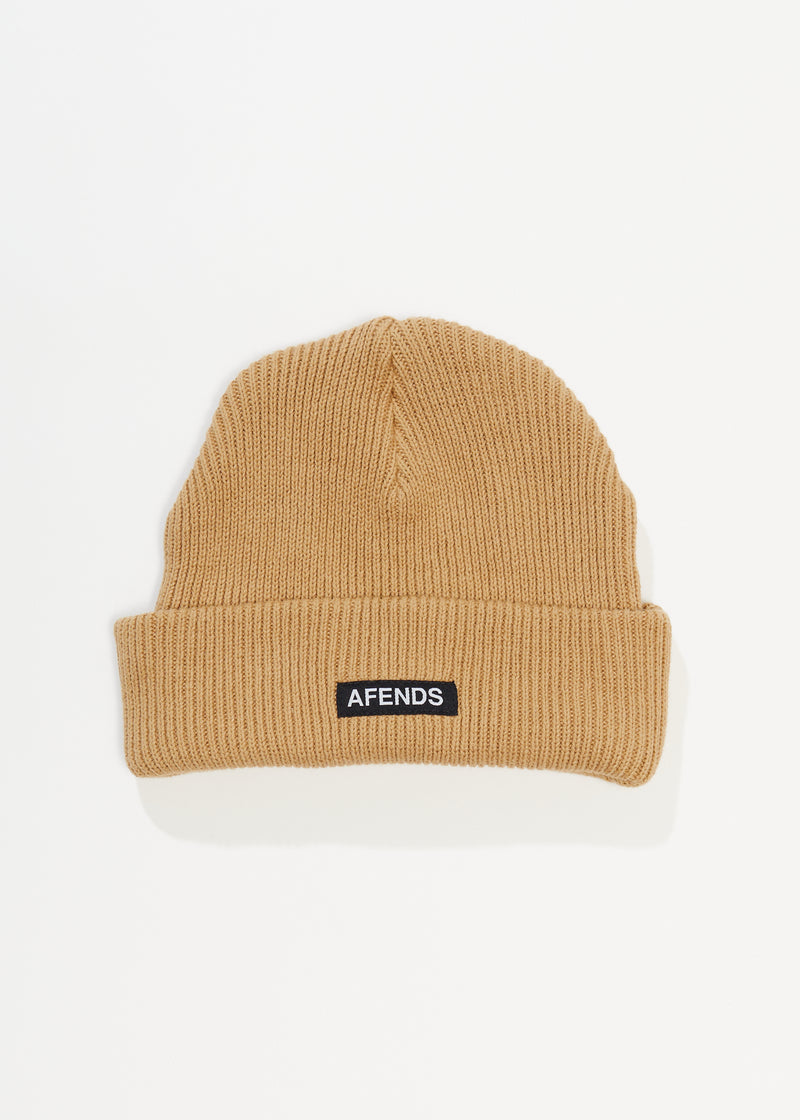 Afends Unisex Home Town - Recycled Knit Beanie - Tan