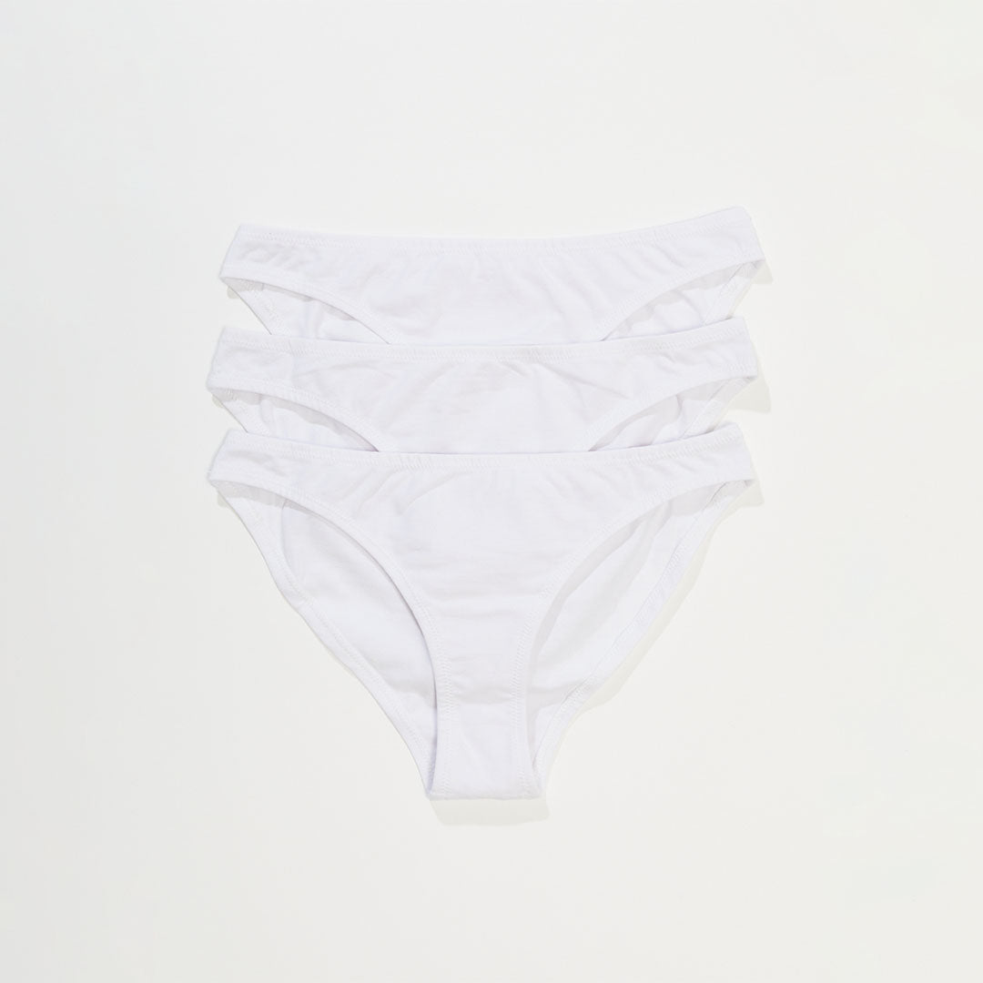 AFENDS Womens Lolly - Bikini Briefs 3 Pack - White A220677-WHT-XS