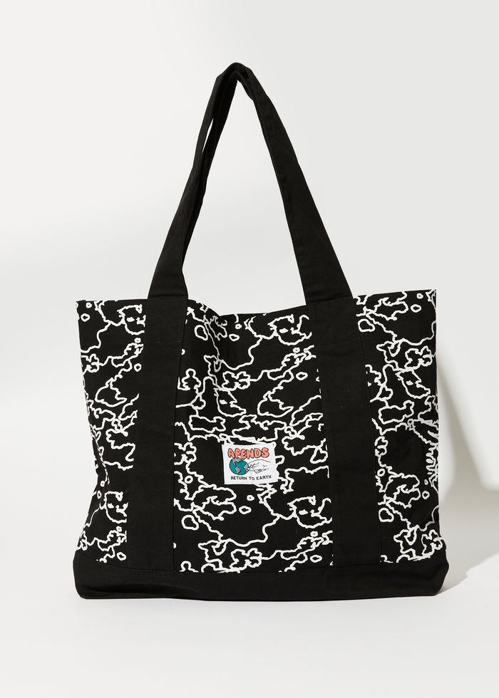 Afends Unisex Script - Recycled Oversized Tote Bag - Black Camo 