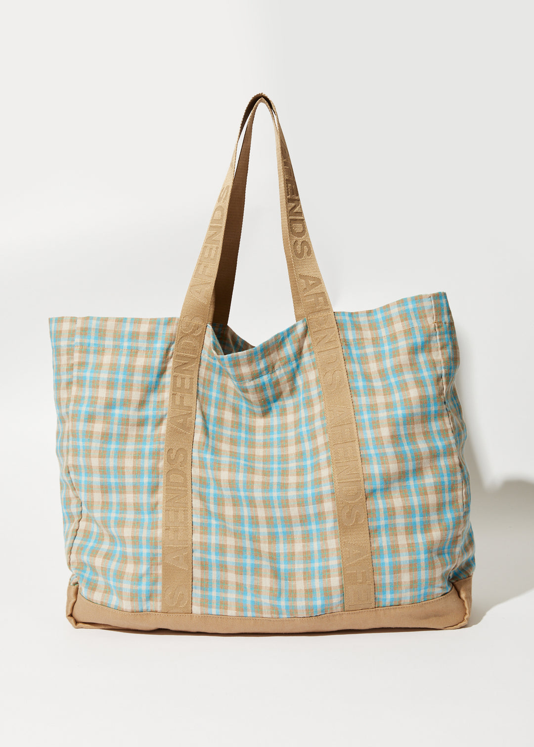 AFENDS Unisex Millie - Oversized Tote Bag - Tan Check 