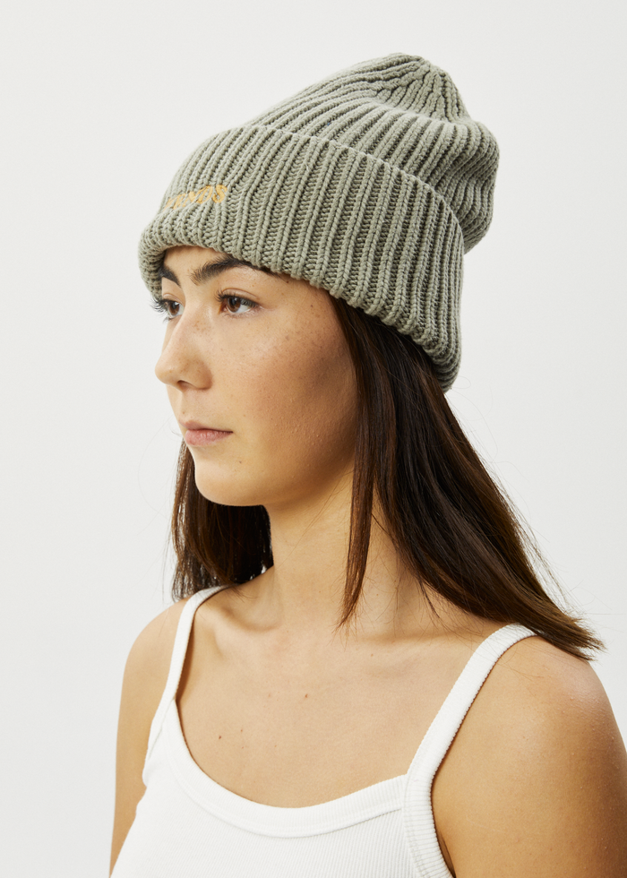 Afends Unisex Day Dream - Ribbed Beanie - Olive 